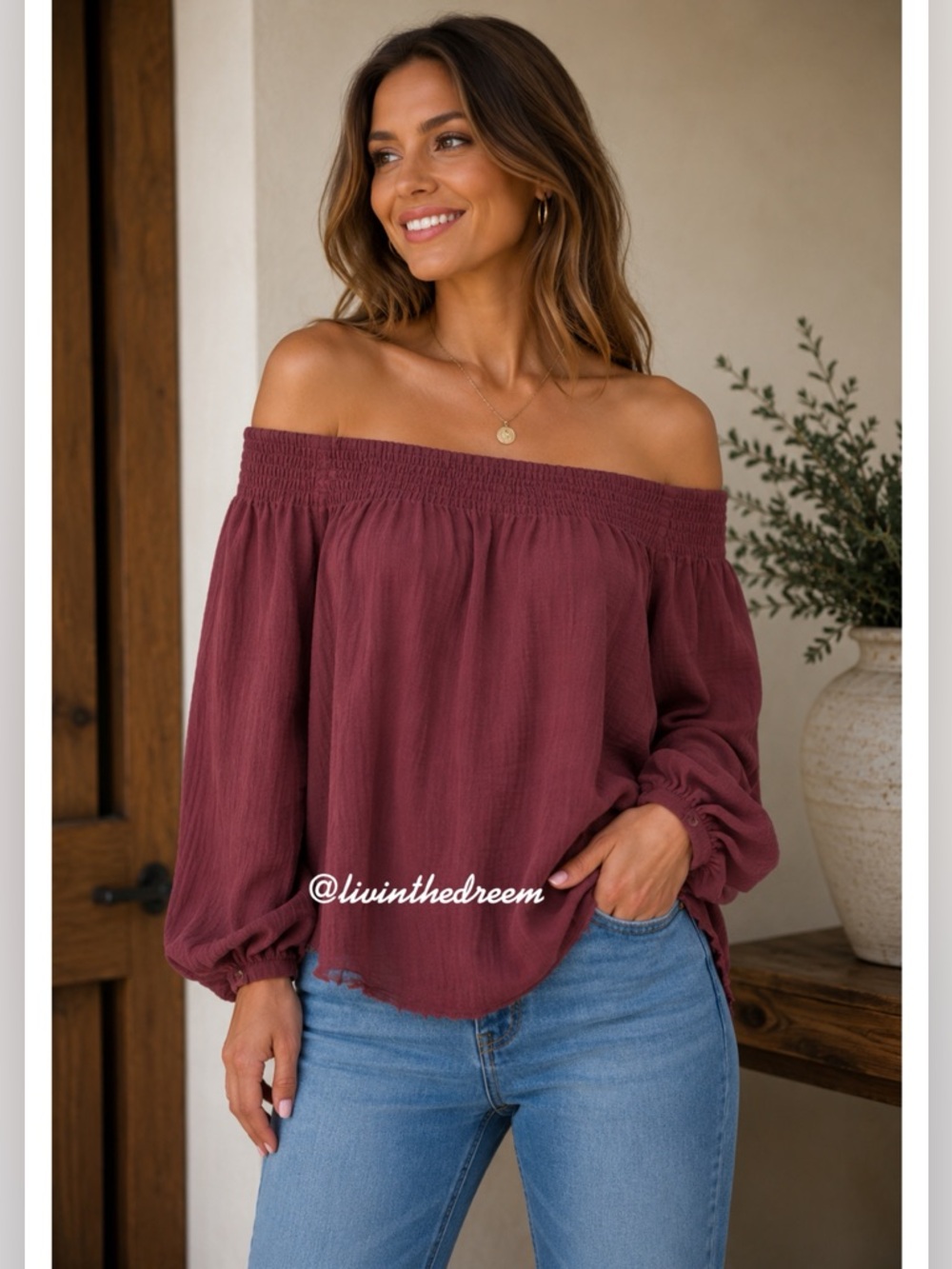 #T162 One Teaspoon Bordeaux TAHITIAN PEARL TOP SZ M $155